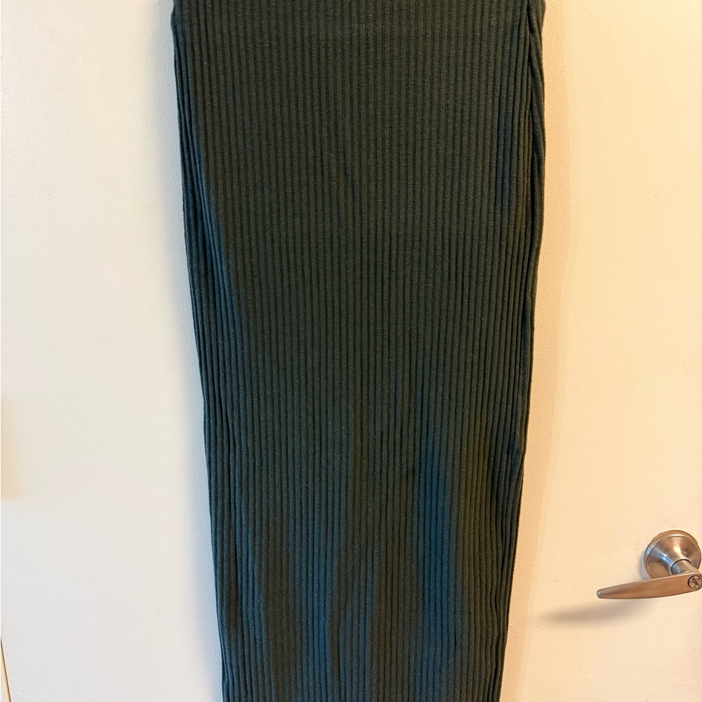 Zara Dark Green Ribbed Pencil Skirt